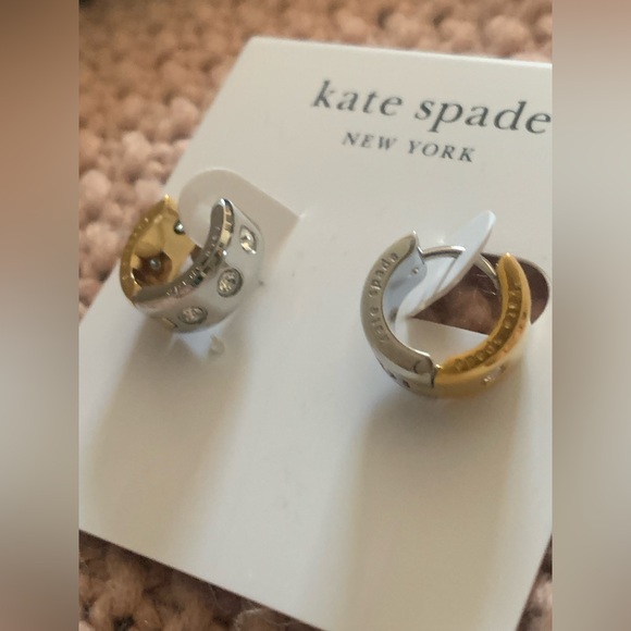 Kate Spade Set In Stone Reversible Gold & Silver Chunky Huggies NWT MSRP: $78.00 - Picture 7 of 8